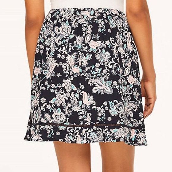 Loft Paisley Flippy Skirt in Industrial Navy - Picture 7 of 7